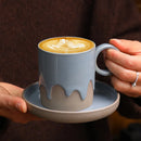 Axyaa Coarse Pottery Glazed Coffee Cup and Saucer Set, 200ML