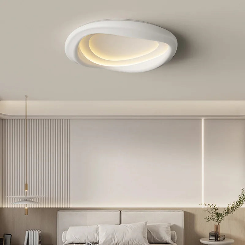 Axyaa White Round LED Ceiling Light with Remote Control for Bedroom and Living Room