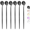 Axyaa Stainless Steel Rose Gold Long Handle Ice Tea Coffee Stir Spoon Set