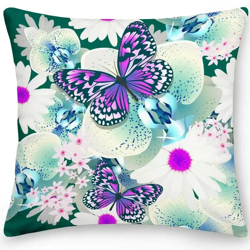 Axyaa Butterfly Flower Cushion Cover - Elegant Home & Office Decor
