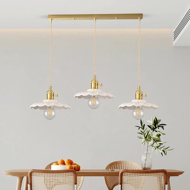 Axyaa White Ceramic LED Pendant Lamp Modern Hanging Light Fixtures