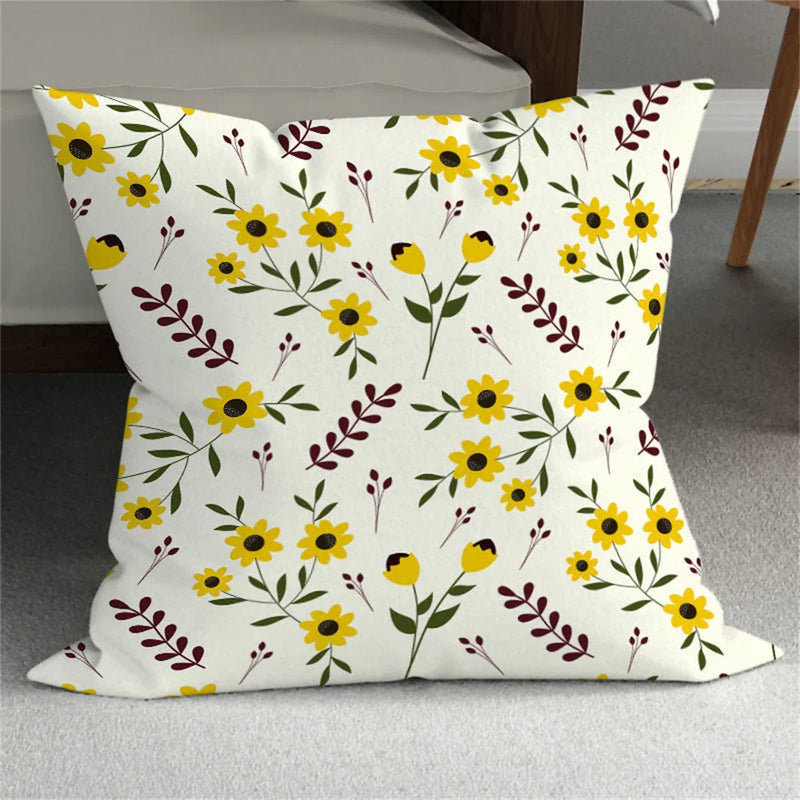 Yellow Leaf Plant Pillow Cover Home Decor Axyaa Branded Sofa Cushion Cover