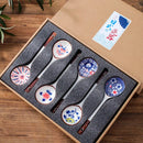 Axyaa Ceramic Hand-Painted Dessert Spoon Set
