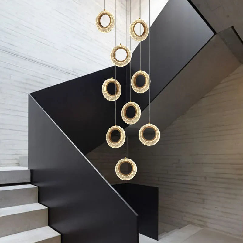 Axyaa Crystal Rings LED Chandelier: Modern Gold Kitchen Lighting Fixtures