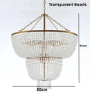 Axyaa Gold Frame White Beads Chandelier with Crystal Shade