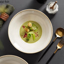 Axyaa Beige Line Pattern Ceramic Soup Bowl Set - Japanese Style Tableware