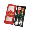 Axyaa Christmas Spoon Fork Set 2/4Pcs, Festive Dessert Fruit Fork, Santa Elk Doll Spoon