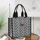 Axyaa Wave Pattern Lunch Bag: Stylish & Spacious Tote for Work, Picnics, & Shopping