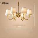 Axyaa American Copper Chandelier with White Fabric Shades for Home Decor