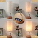 Axyaa Wireless Charging Touch Control Table Lamp with USB Port & LED Bulb