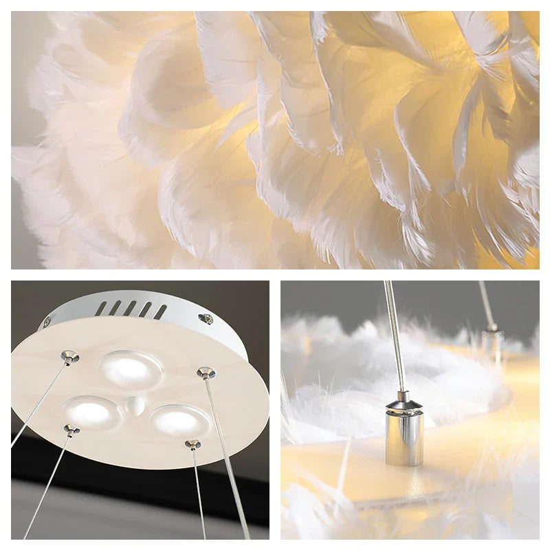 Axya Nordic Feather Pendant Lamps - Warm & Romantic Bedroom Lighting