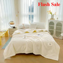 Axyaa Lightweight Waffle Wide Hem Soybean Summer Quilt - Breathable Solid Color