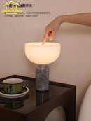 Axyaa Marble Table Lamp with USB Charging - Touch Switch Desk Light for Home