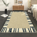 Axyaa French Retro Striped Bedside Carpet Cream Rug for Bedroom and Living Room