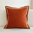 Axyaa Cozy Ribbed Linen Pillow Cover with Embroidered Border, 45x45cm