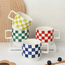 Axyaa Red Heart Plaid Coffee Mug - Delicate Ceramic Latte Cup