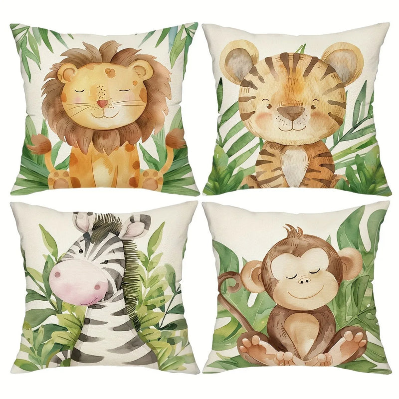 Axyaa Jungle Animal Pattern Printed Pillowcase for Home Decoration