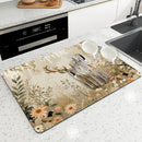 Axyaa Coffee Mat Deer Leaf Kitchen Drying Mat Absorbent Drain Pad Placemat