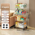 Axyaa Transparent Multilayer Acrylic Trolley with Wheels for Home Storage Shelf
