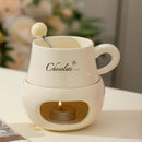Axyaa Ceramic Cheese Chocolate Melting Mug with Fork, 280ml European Candle Cup
