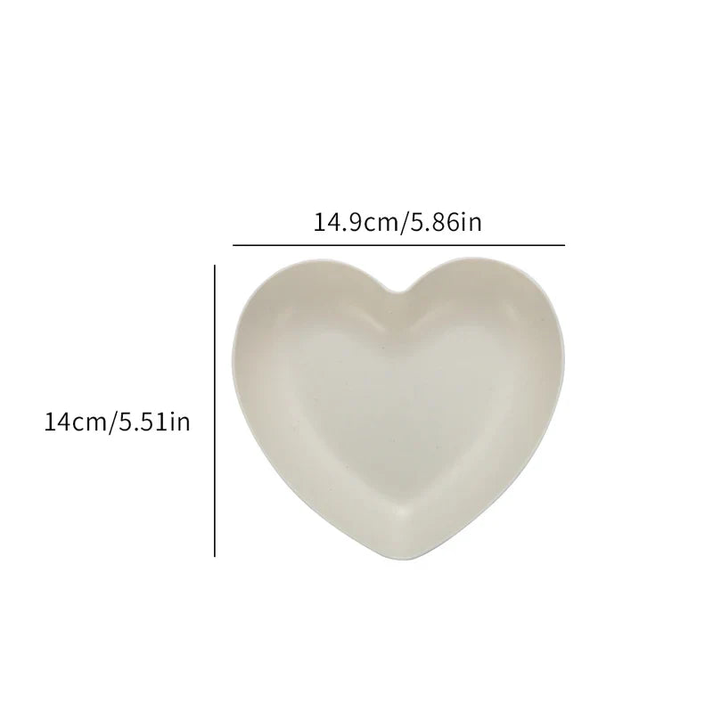 Axyaa Love Bone Plates Set - 5pcs PP Material Reusable for Kitchen, Picnic, Camping