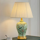Axyaa Green Flower Bird Ceramic Table Lamp for Bedroom Living Room Bedside