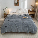 Axyaa Gray Coral Fleece Plaid Blanket: Soft & Warm Single/Queen/King Bedspread