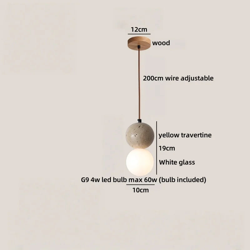 Axyaa White Glass Ball LED Hanging Pendant Light Chandelier for Dining Room Decor