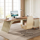 Axyaa 78" L-Shaped Executive Desk with Cabinet and Drawer, Modern Home Office Business Desk