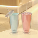 Axyaa Double-Layer Straw Cup, 750ml: Reusable, Large Capacity for Coffee, Juice, Milk