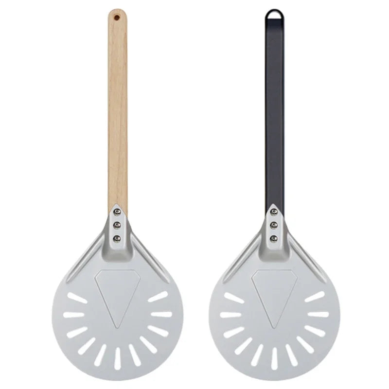 Axya Aluminum Perforated Pizza Peel Paddle with Non-Slip Wooden Handle