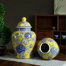 Axyaa Blue & White Porcelain General's Jar Vase Home Decoration