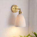 Axyaa Nordic Ceramic LED Wall Sconce for Living Bedroom, Brass Wall Lamp