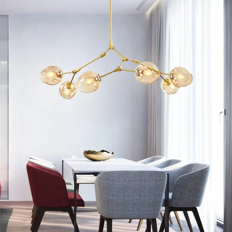 Axyaa Colorful Glass Branch Chandelier: Designer Magic Bean Ceiling Light