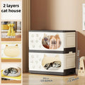 Axyaa Cat House Cabinet: 1-3 Tier, 60cm Wide, Black/Gray for Bedroom/Living Room