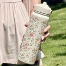 Axyaa Vintage Floral Thermos Bottle with Large Capacity and Handle