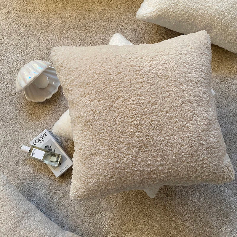Axyaa Nordic Plush Pillow Cover 45x45 for Cozy Sofa Living Room Decor