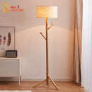 Axyaa Wabi-sabi Wood Floor Lamp with Coat Rack and LED E27 Light