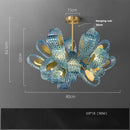 Axyaa Blue Flower Chandelier: LED Modern Home Decor Hanging Lamp for Luxury Living Room