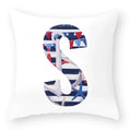 Axyaa Striped Alphabet Decorative Cushion Cover in Blue and White, 45x45cm
