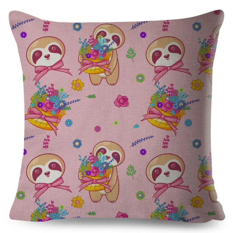 Axyaa Cat Cushion Cover: Decorative Linen Pillow for Home, Sofa, Children's Room