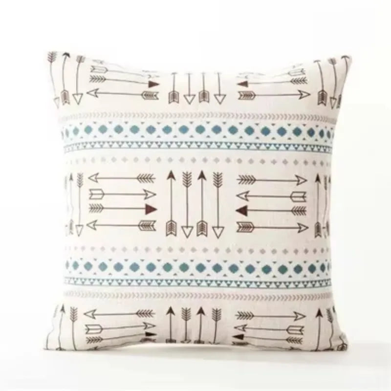Axyaa Nordic Linen Sofa Cushions Cover Grey Bohemian Ethnic Throw Pillows Cover