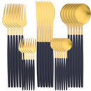 Axyaa 30-Piece Stainless Steel Matte Gold Cutlery Set & Tableware Kit
