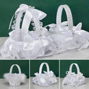 Axyaa Lace White Flower Girl Basket for Wedding & Bridal Events