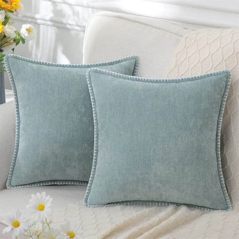 Axyaa Chenille Cushion Cover 45x45 Brown | Premium Throw Pillowcase for Home Decor