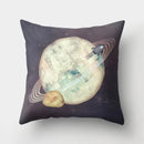 Axyaa Spaceship Astronaut Polyester Throw Pillow Case for Home Decor