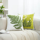 Axyaa Green Flower Embroidered Pillowcase Set of 2 Home Decor Cotton Cushion Cover
