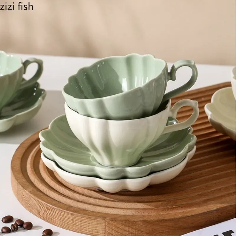 Axya Ceramic Coffee Cup Set | Solid Color Tea Cups | Breakfast & Water Mugs