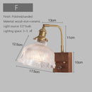 Axyaa Wood Ceramic Wall Sconce Lamp Brass Glass LED Wall Light