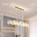 Axyaa Modern French Dining Table with Crystal Chandelier